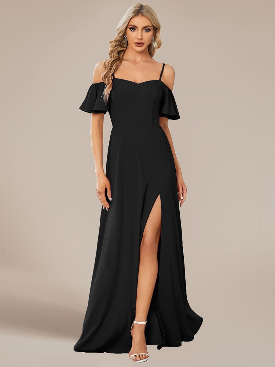 Elegant Sleeveless Off-Shoulder A-Line Knitted Evening Gown