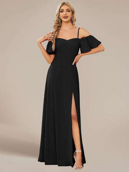 Elegant Sleeveless Off-Shoulder A-Line Knitted Evening Gown