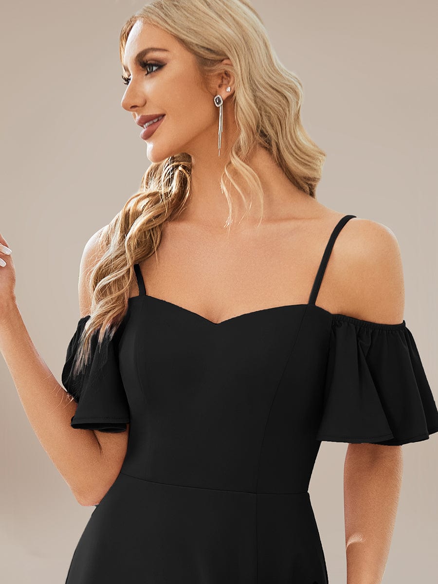 Elegant Sleeveless Off-Shoulder A-Line Knitted Evening Gown