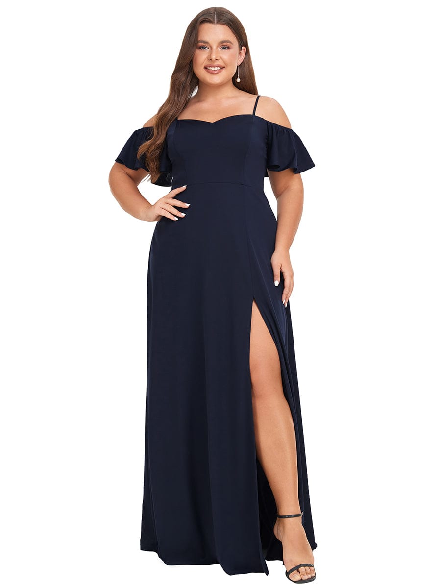 Elegant Sleeveless Off-Shoulder A-Line Knitted Evening Gown