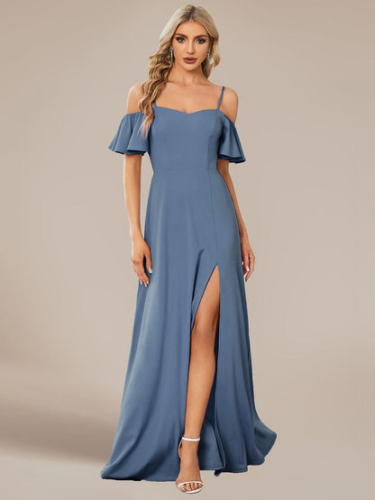 Elegant Sleeveless Off-Shoulder A-Line Knitted Evening Gown