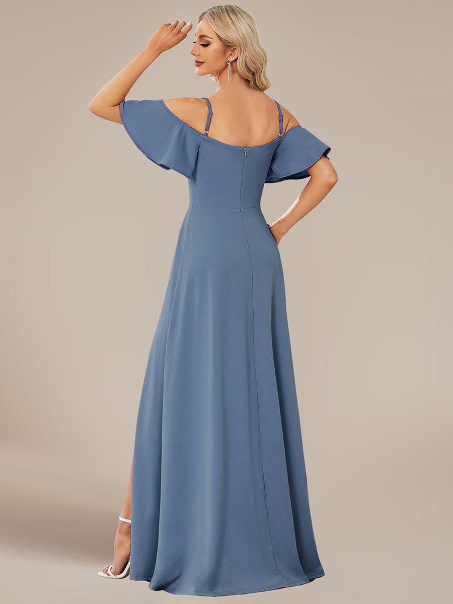 Elegant Sleeveless Off-Shoulder A-Line Knitted Evening Gown