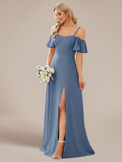Elegant Sleeveless Off-Shoulder A-Line Knitted Evening Gown