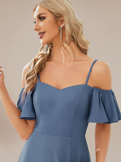 Elegant Sleeveless Off-Shoulder A-Line Knitted Evening Gown