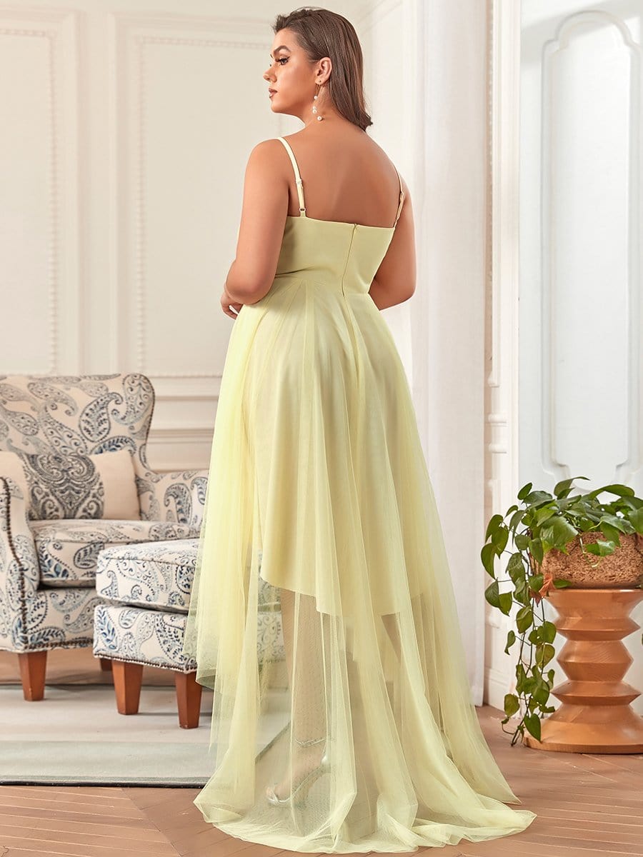 Elegant Spaghetti Strap High Low Plus Size Prom Dress