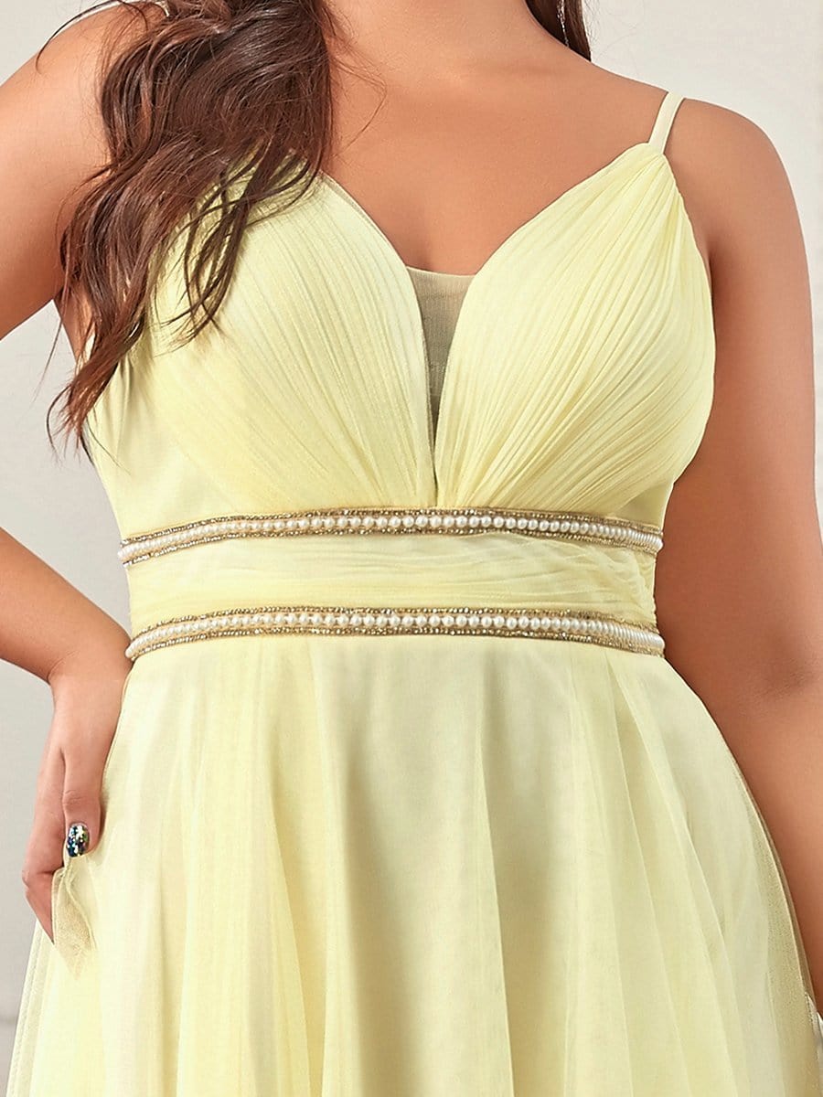Elegant Spaghetti Strap High Low Plus Size Prom Dress