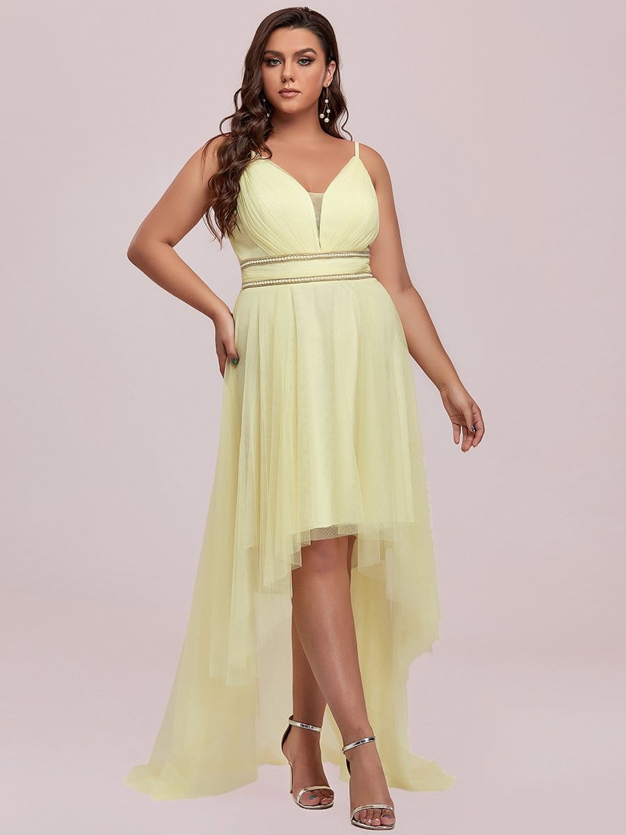 Elegant Spaghetti Strap High Low Plus Size Prom Dress