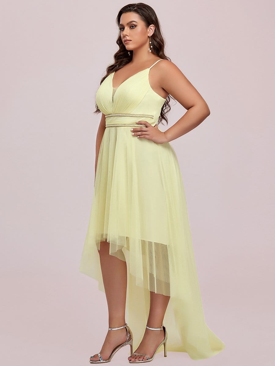 Elegant Spaghetti Strap High Low Plus Size Prom Dress