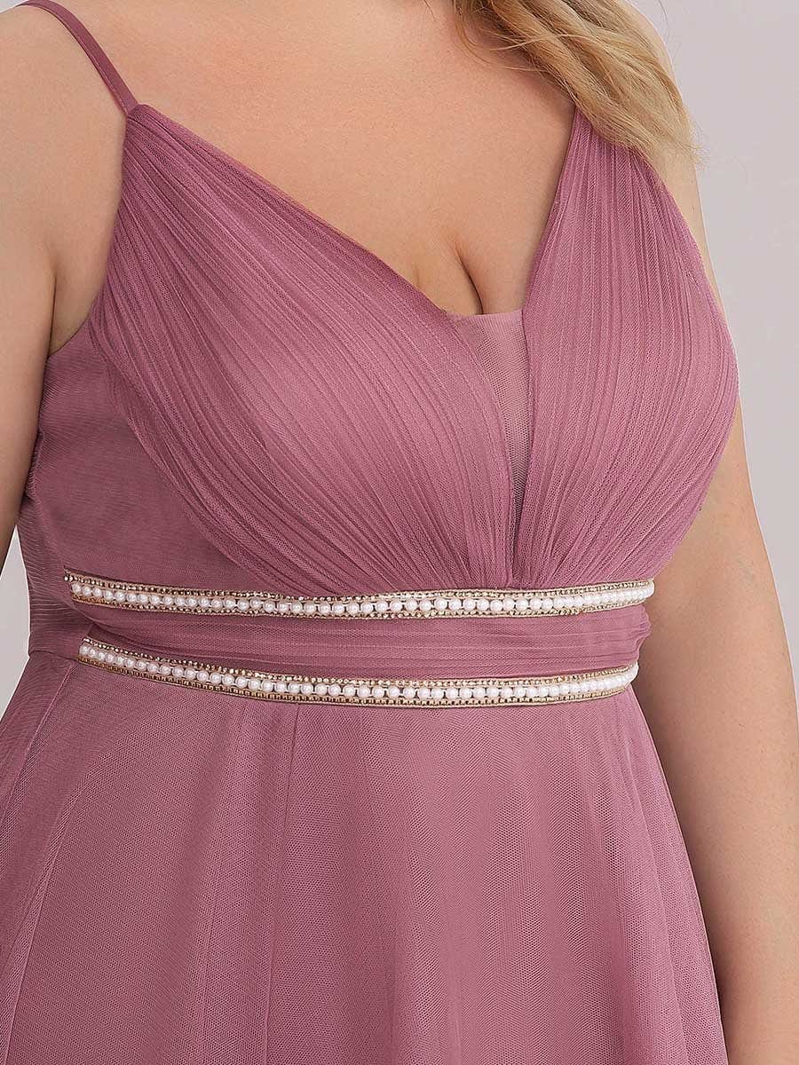 Elegant Spaghetti Strap High Low Plus Size Prom Dress