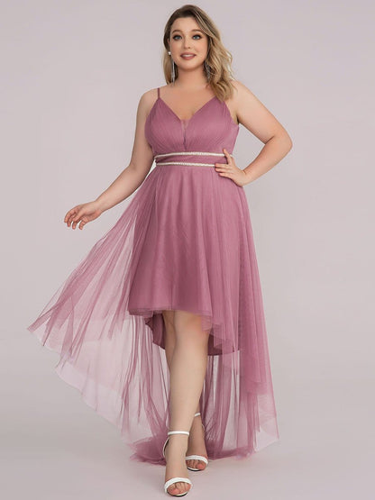 Elegant Spaghetti Strap High Low Plus Size Prom Dress