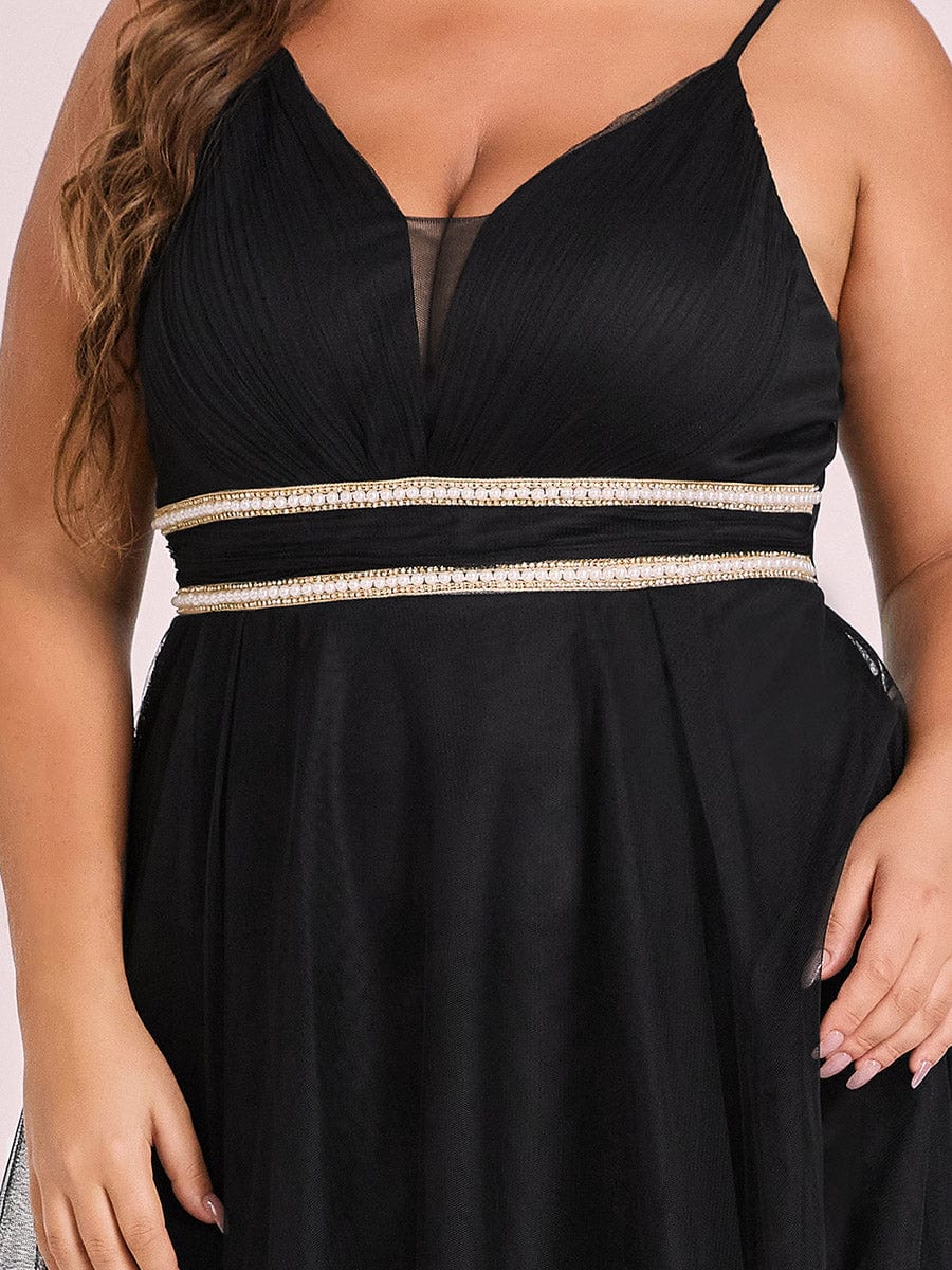 Elegant Spaghetti Strap High Low Plus Size Prom Dress