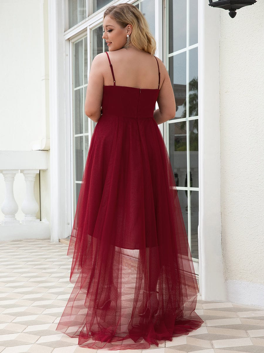 Elegant Spaghetti Strap High Low Plus Size Prom Dress
