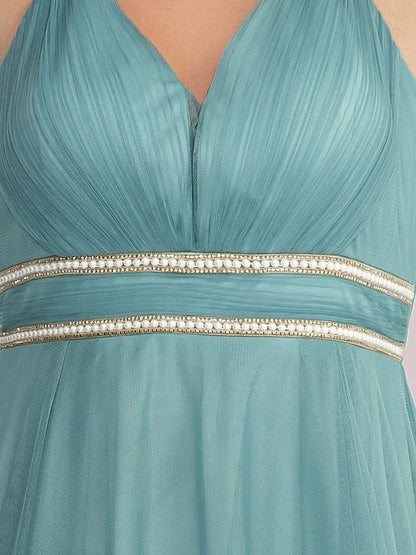 Elegant Spaghetti Strap High Low Plus Size Prom Dress