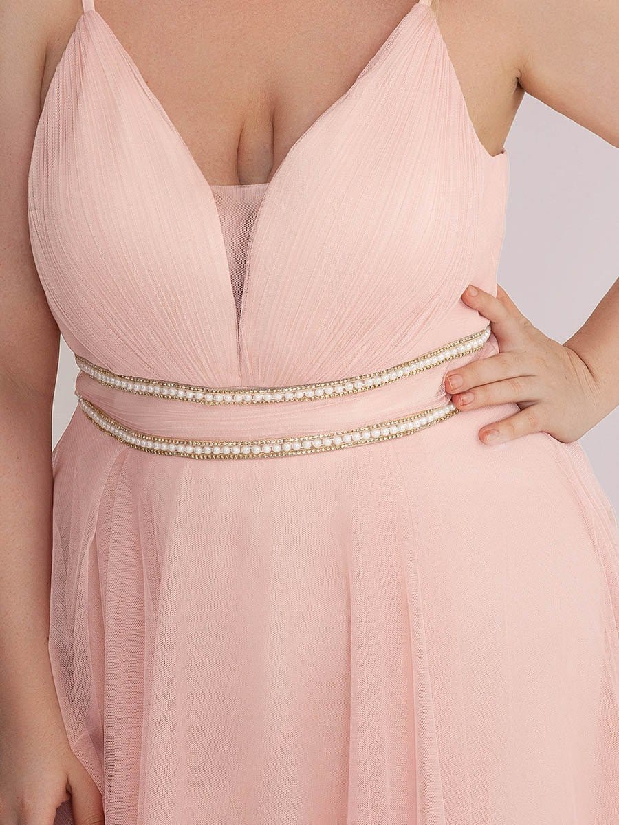 Elegant Spaghetti Strap High Low Plus Size Prom Dress