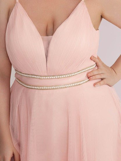 Elegant Spaghetti Strap High Low Plus Size Prom Dress