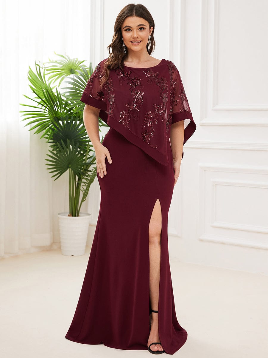 Elegant Split Design Mother of Bridesmaid Dress with Floor-Length Hem