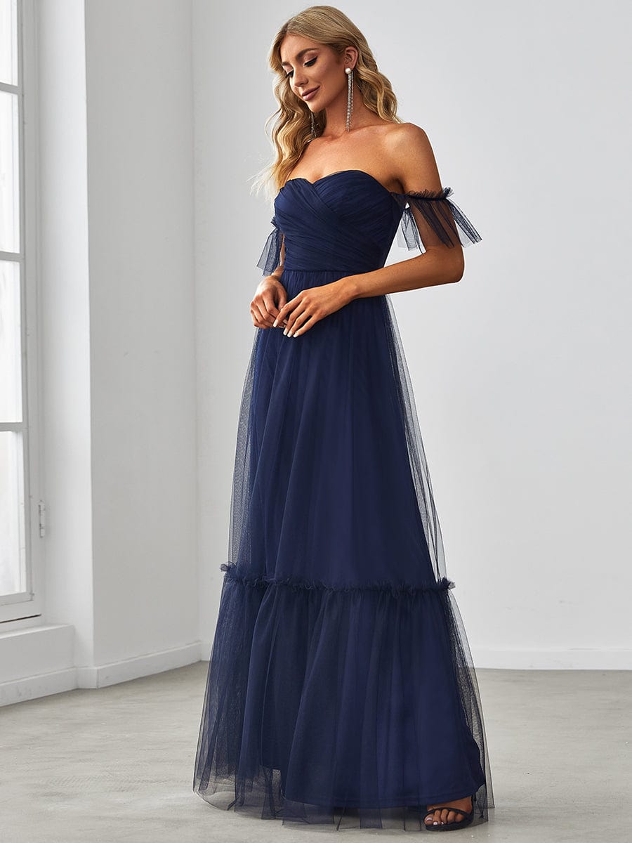 Elegant Strapless A Line Evening Gown with Cascading Ruffles