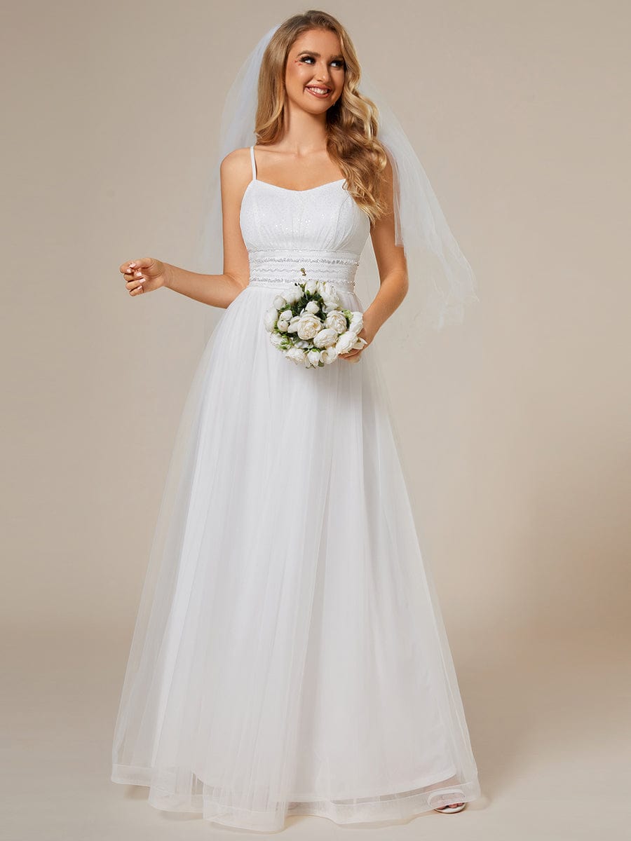 Elegant Strapless Sequin Tulle Bridal Gown