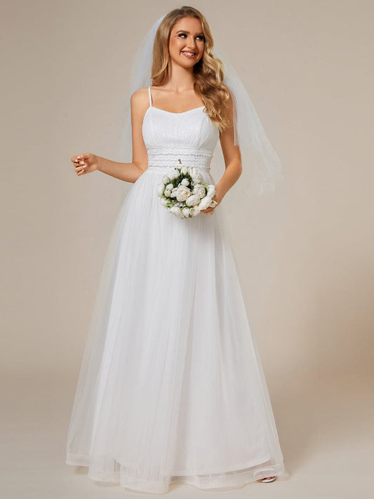 Elegant Strapless Sequin Tulle Bridal Gown
