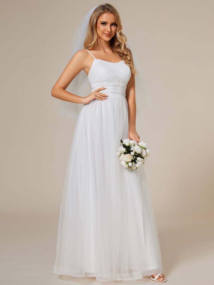 Elegant Strapless Sequin Tulle Bridal Gown