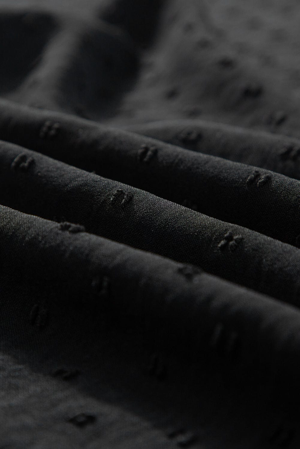 Elegant Swiss Dot Black Blouse with Batwing Sleeves