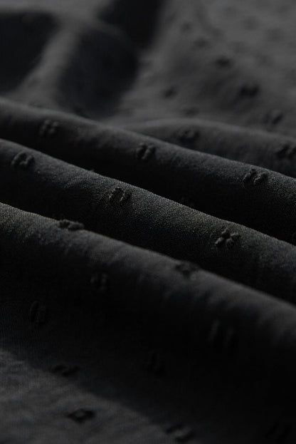 Elegant Swiss Dot Black Blouse with Batwing Sleeves