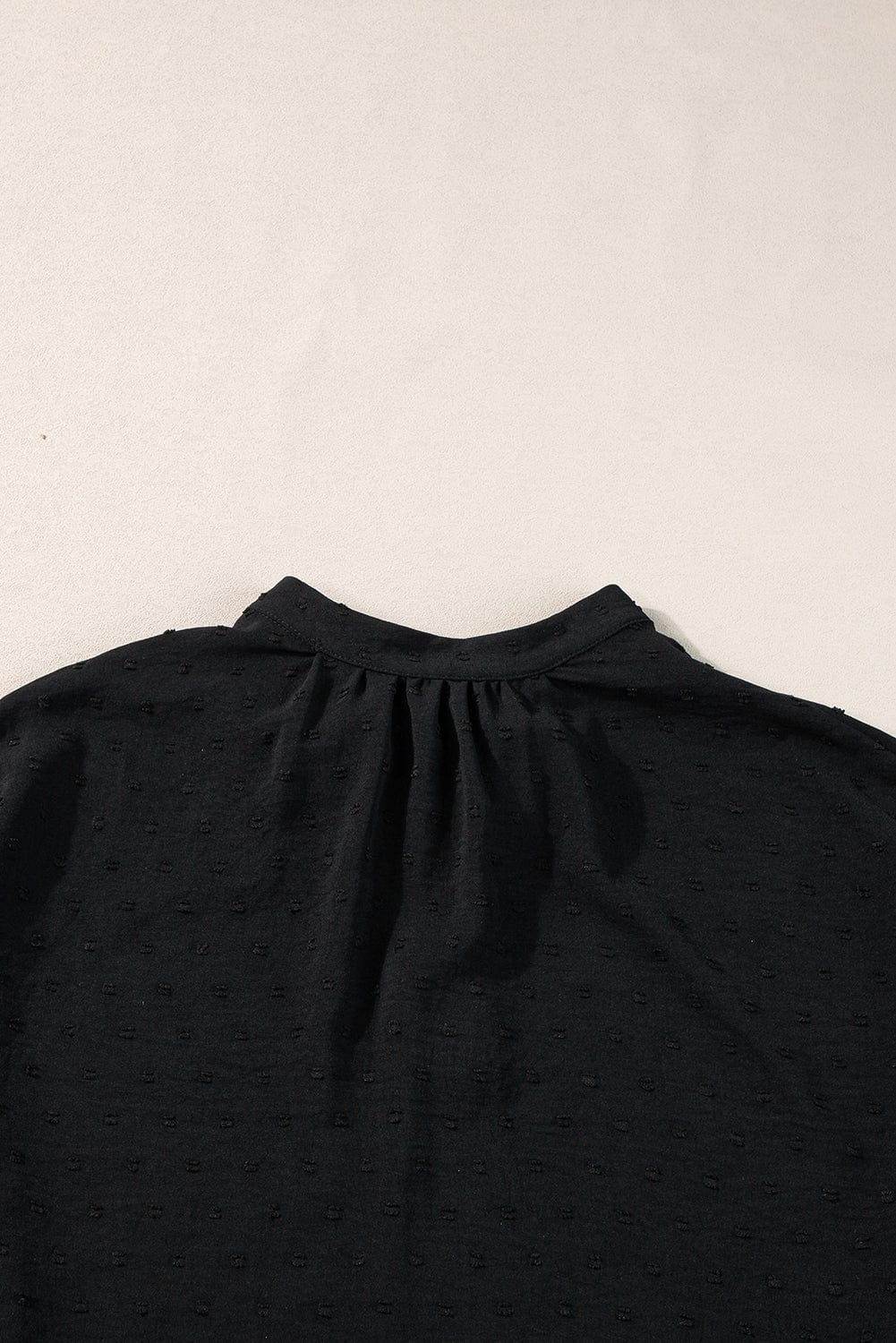 Elegant Swiss Dot Black Blouse with Batwing Sleeves
