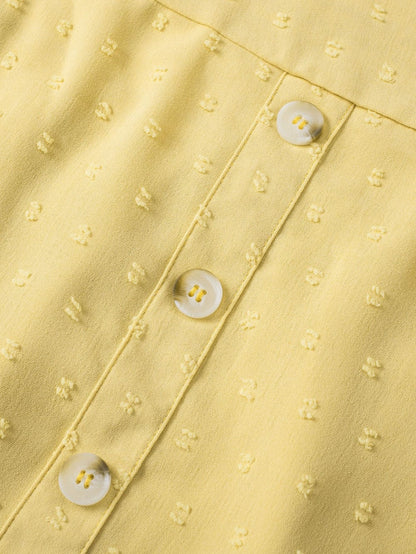 Elegant Swiss Dot Lace Accent Short Sleeve Blouse