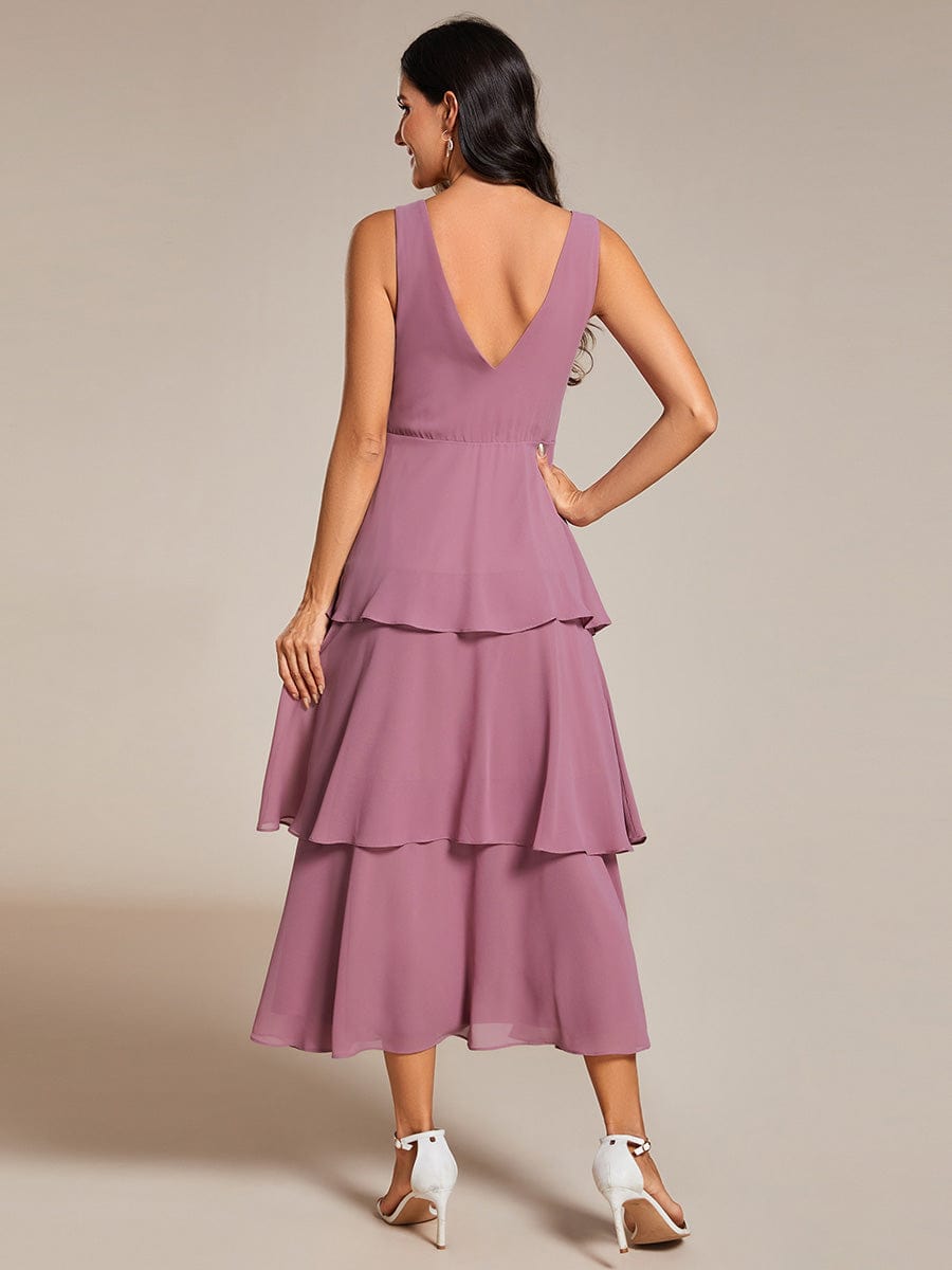Elegant Tiered Ruffle Hem Wedding Guest Dress with Spaghetti Straps