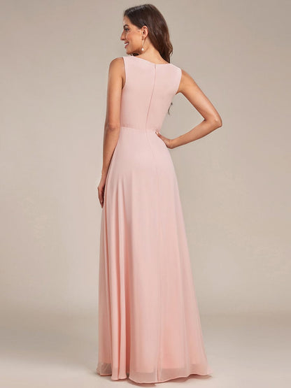 Elegant V-Neck Applique A-Line Evening Gown