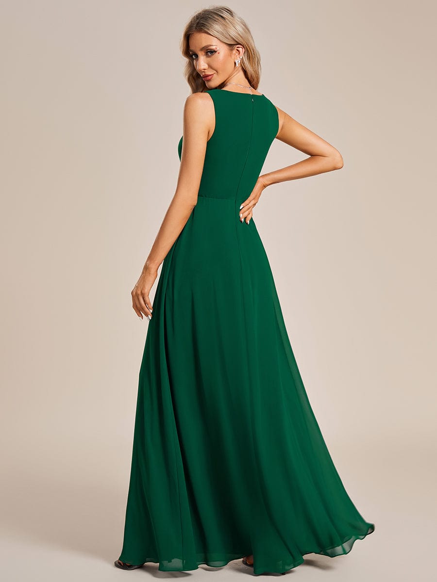 Elegant V-Neck Applique A-Line Evening Gown