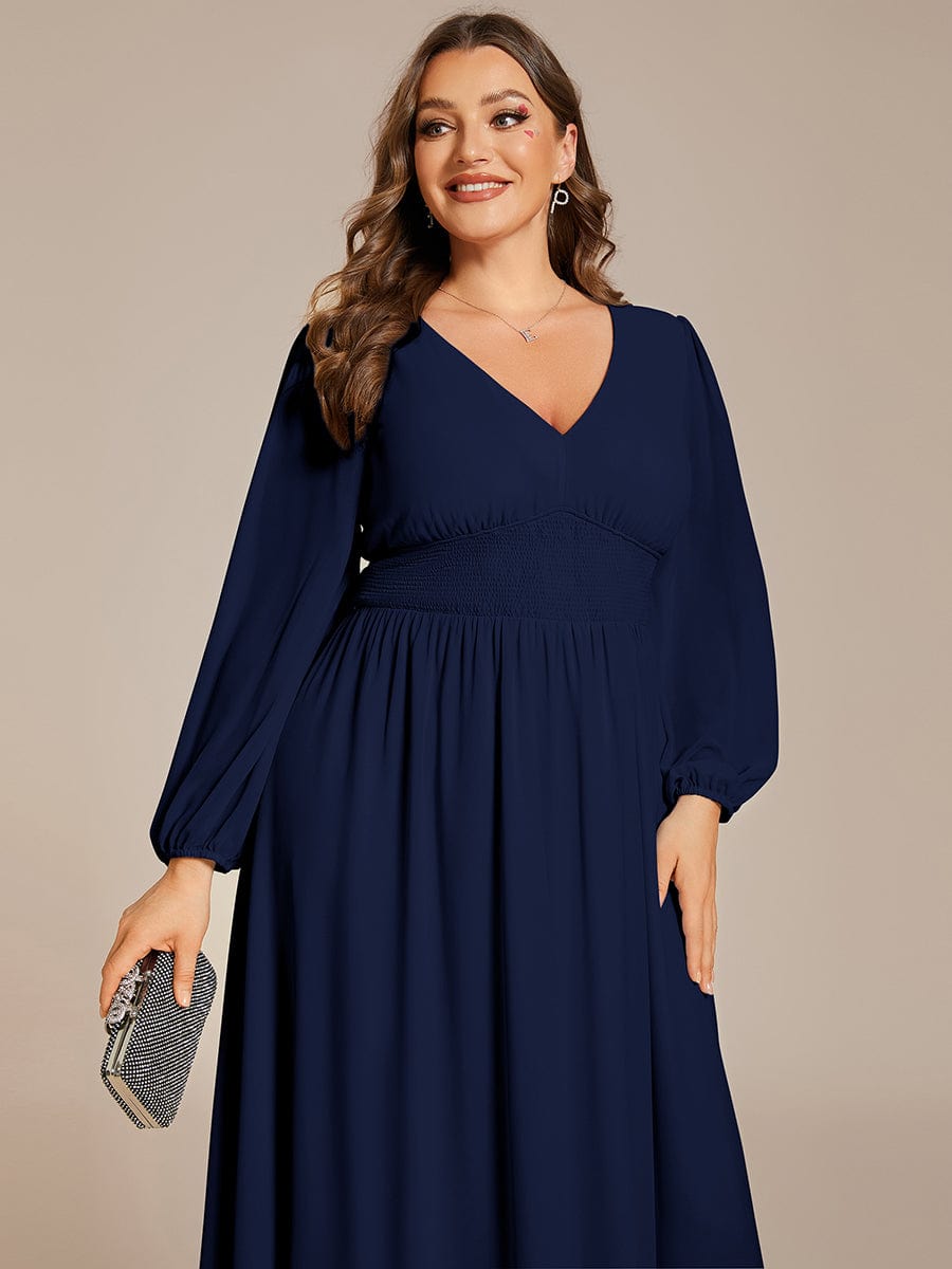 Elegant V-Neck Chiffon Wedding Guest Dress for Plus Size Women