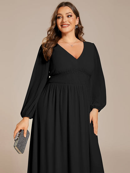 Elegant V-Neck Chiffon Wedding Guest Dress for Plus Size Women