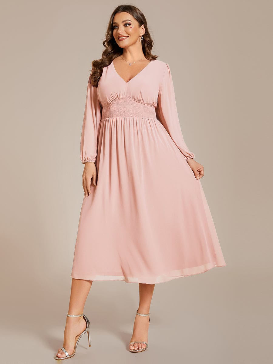 Elegant V-Neck Chiffon Wedding Guest Dress for Plus Size Women