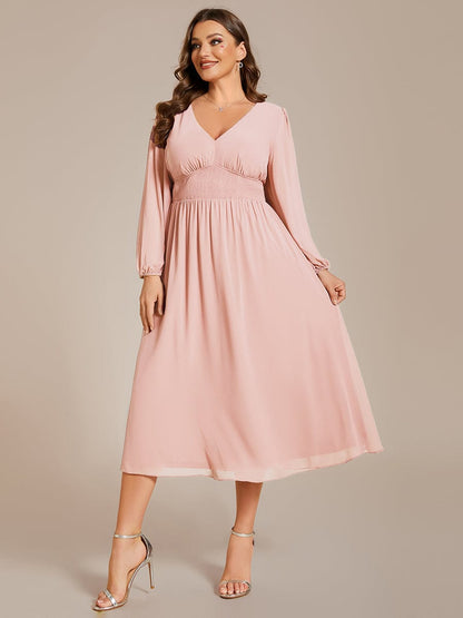 Elegant V-Neck Chiffon Wedding Guest Dress for Plus Size Women