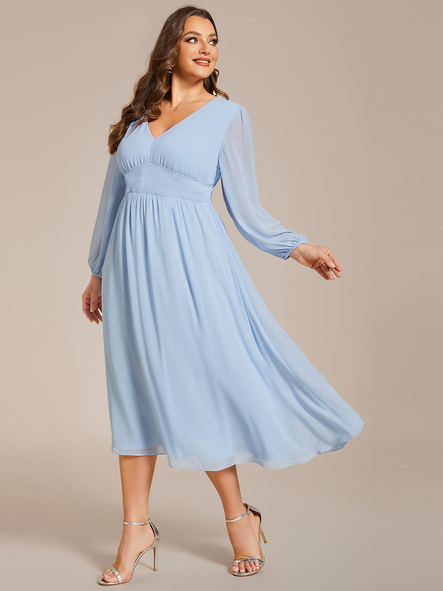 Elegant V-Neck Chiffon Wedding Guest Dress for Plus Size Women