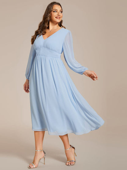 Elegant V-Neck Chiffon Wedding Guest Dress for Plus Size Women