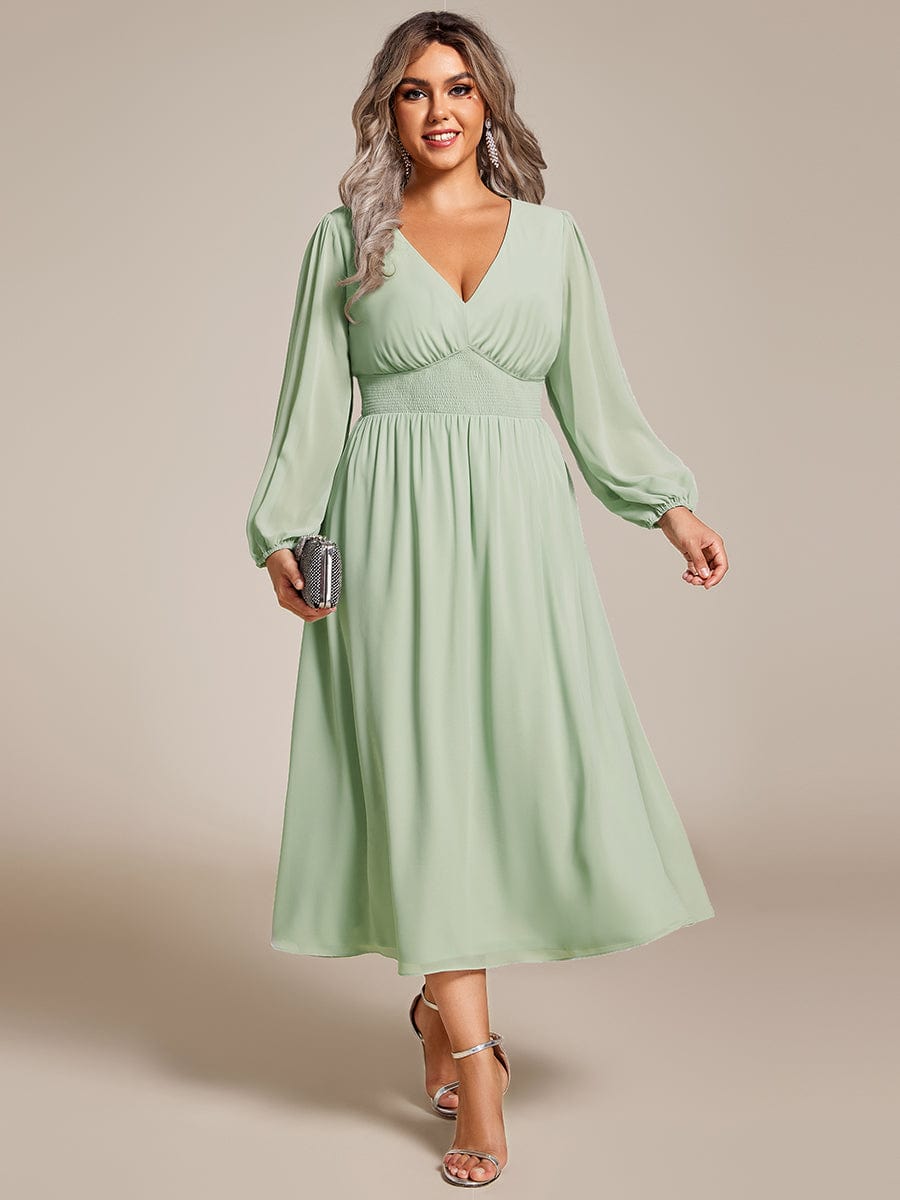 Elegant V-Neck Chiffon Wedding Guest Dress for Plus Size Women