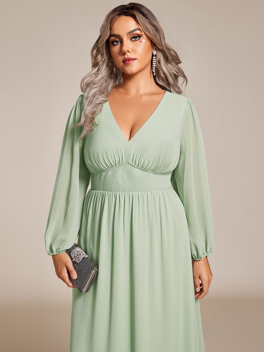 Elegant V-Neck Chiffon Wedding Guest Dress for Plus Size Women