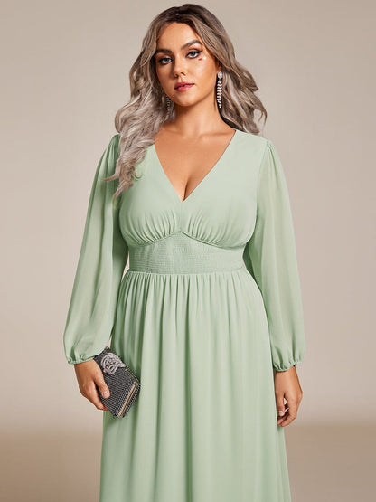 Elegant V-Neck Chiffon Wedding Guest Dress for Plus Size Women