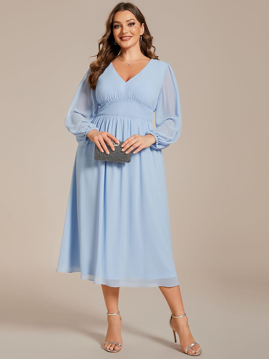 Elegant V-Neck Chiffon Wedding Guest Dress for Plus Size Women
