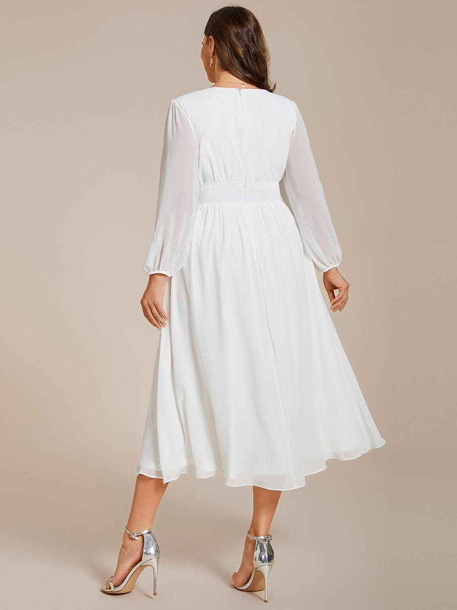 Elegant V-Neck Chiffon Wedding Guest Dress for Plus Size Women