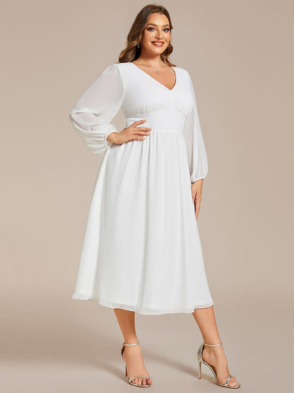 Elegant V-Neck Chiffon Wedding Guest Dress for Plus Size Women