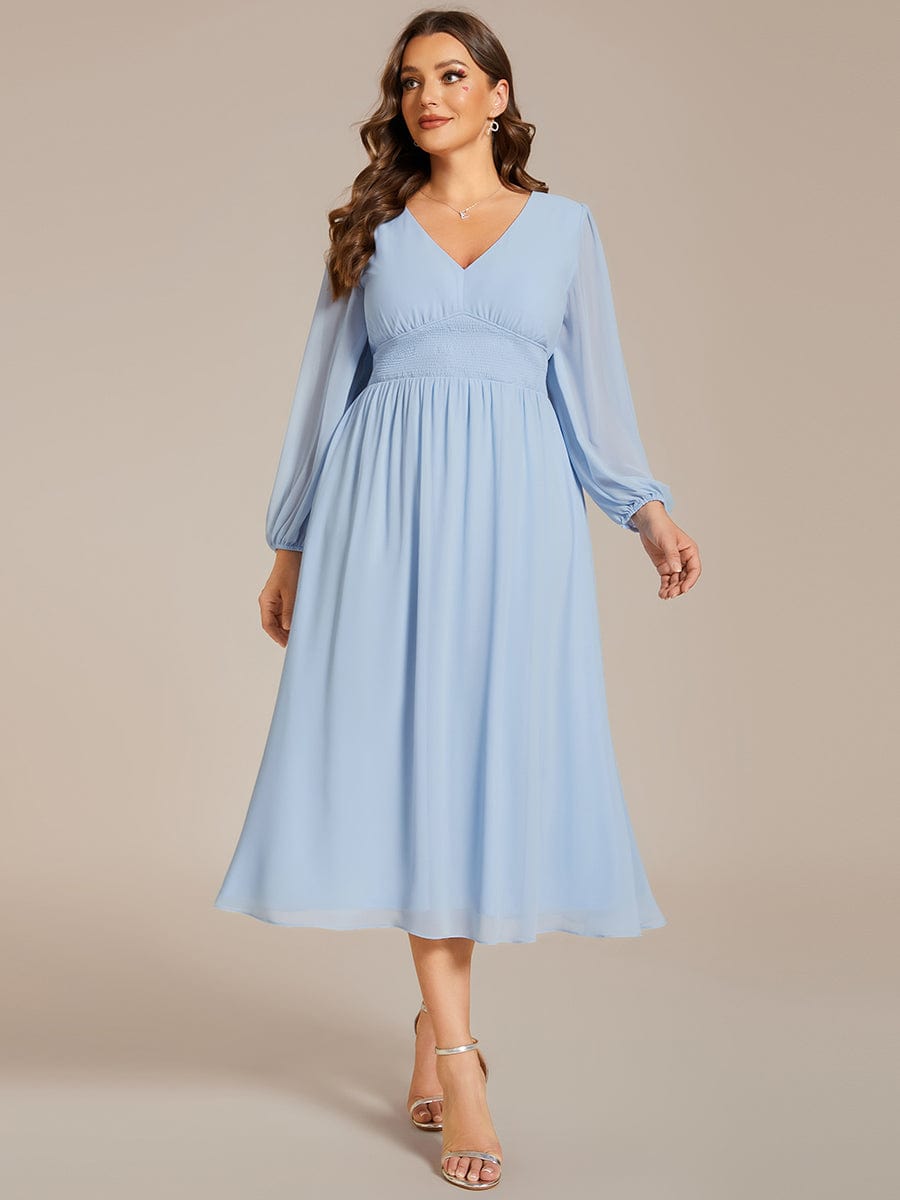 Elegant V-Neck Chiffon Wedding Guest Dress for Plus Size Women