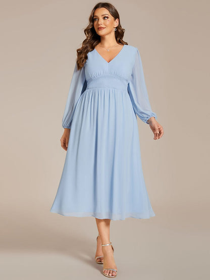 Elegant V-Neck Chiffon Wedding Guest Dress for Plus Size Women