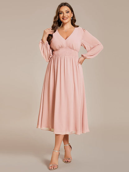 Elegant V-Neck Chiffon Wedding Guest Dress for Plus Size Women
