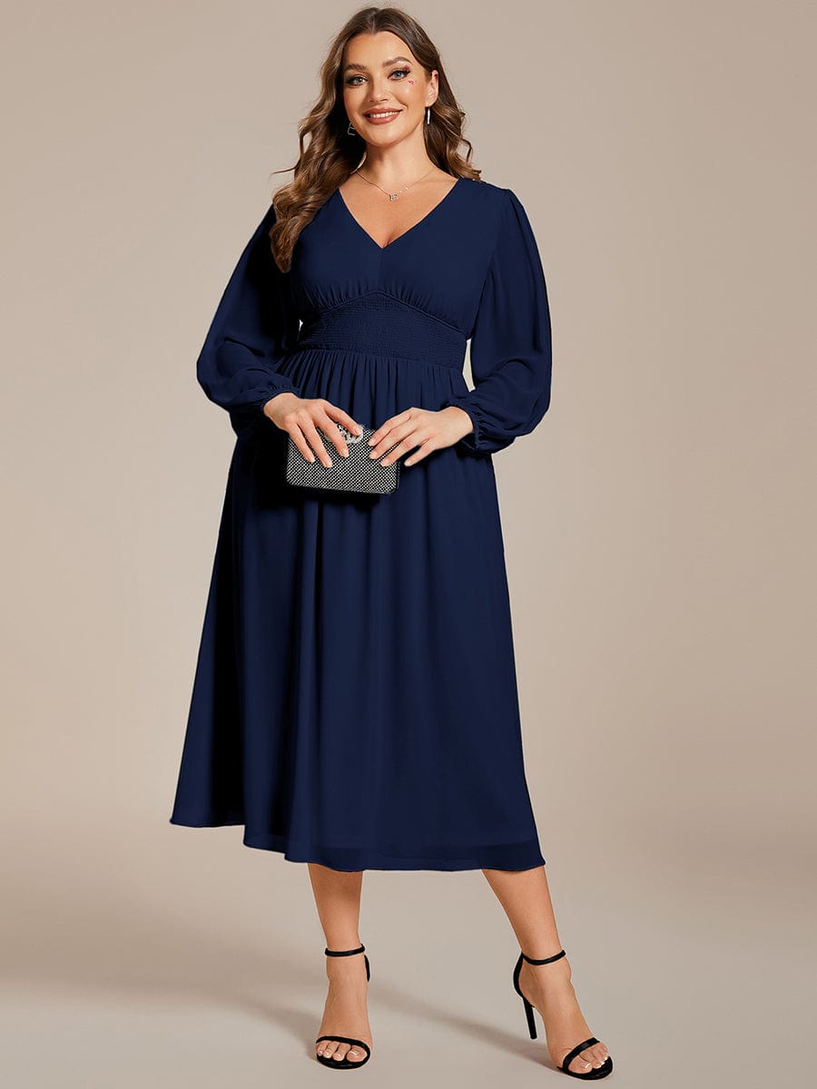 Elegant V-Neck Chiffon Wedding Guest Dress for Plus Size Women