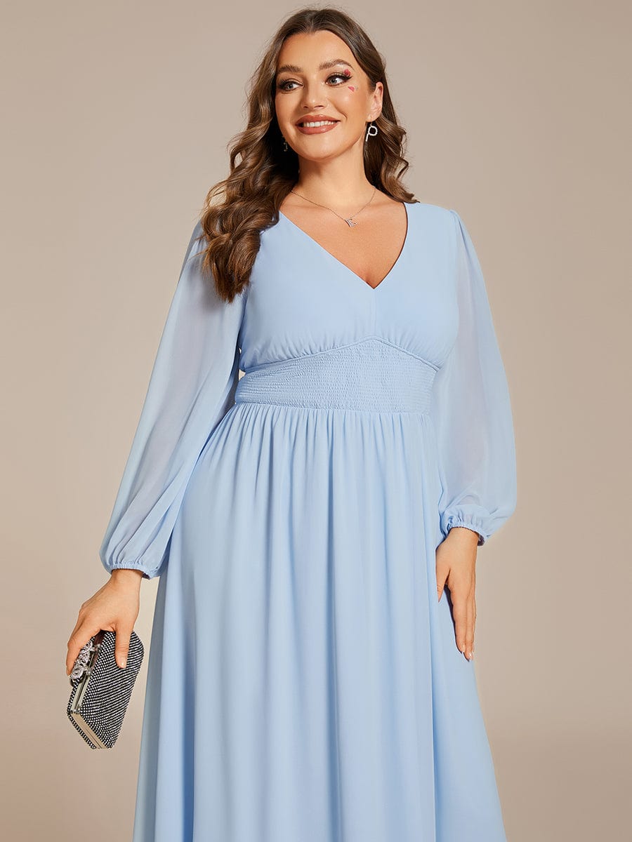 Elegant V-Neck Chiffon Wedding Guest Dress for Plus Size Women