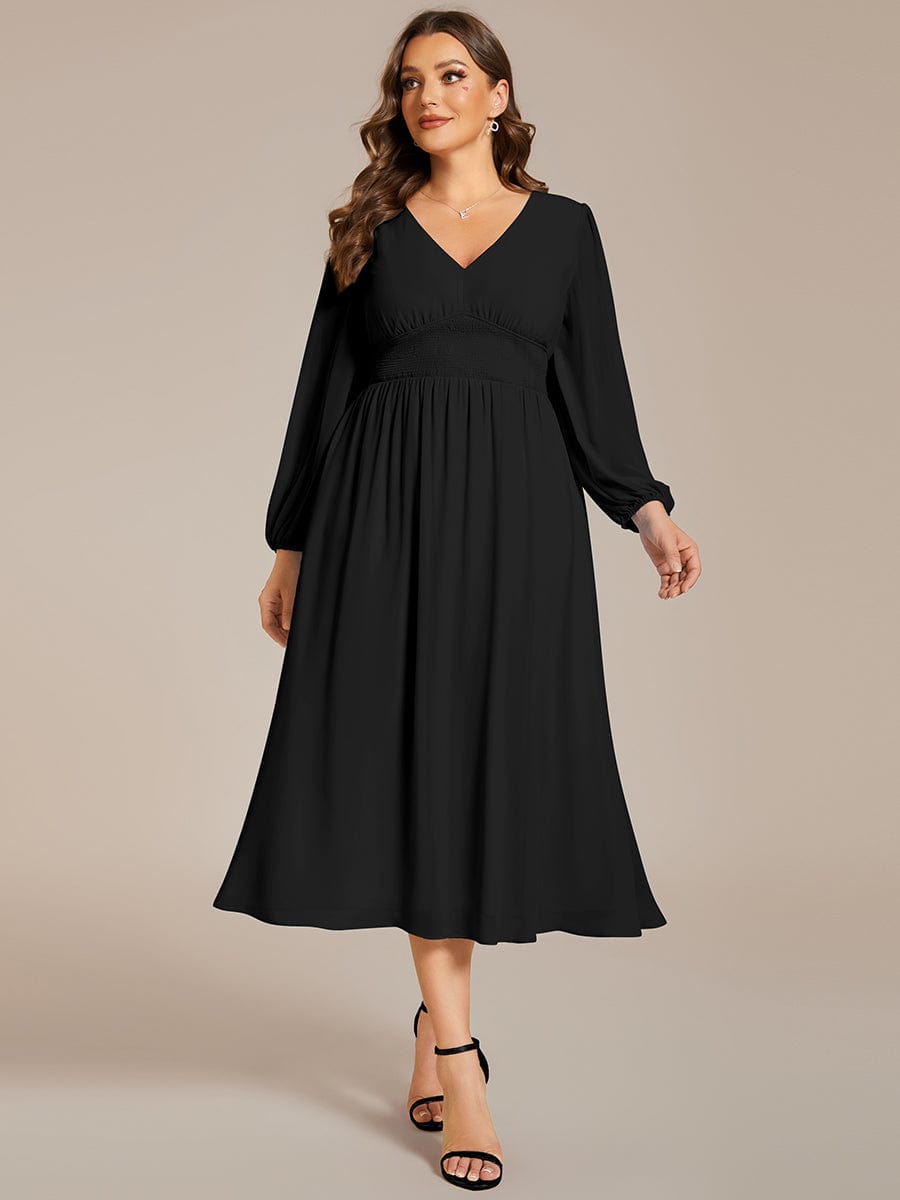 Elegant V-Neck Chiffon Wedding Guest Dress for Plus Size Women
