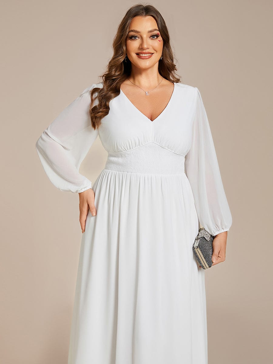 Elegant V-Neck Chiffon Wedding Guest Dress for Plus Size Women